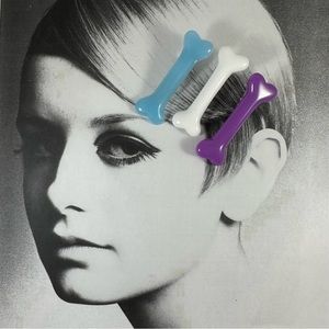 Fun, set of three bad bones, hair, clips aqua, white, and purple. NEW
